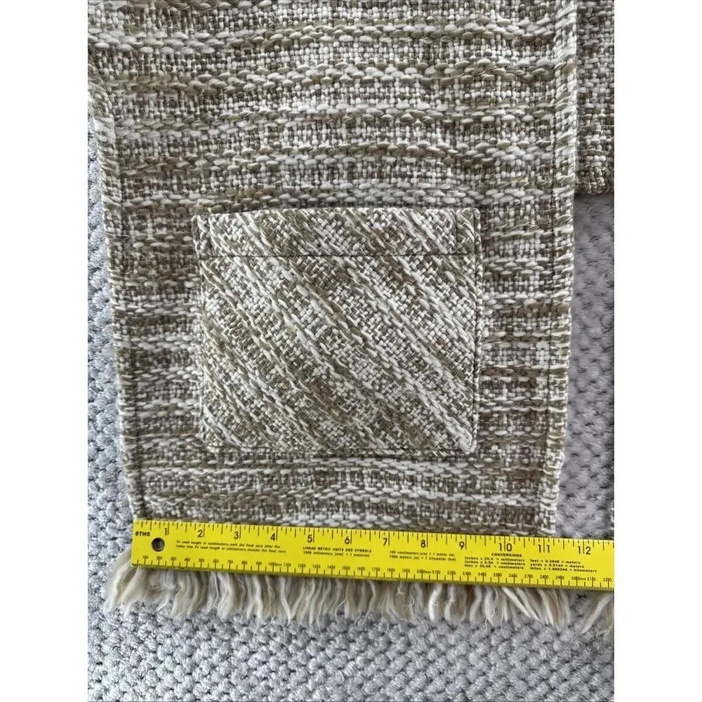 Boyne Vallley Weavers Shawl Handcrafted Ireland Women Brown Woven Fringe Pocket
